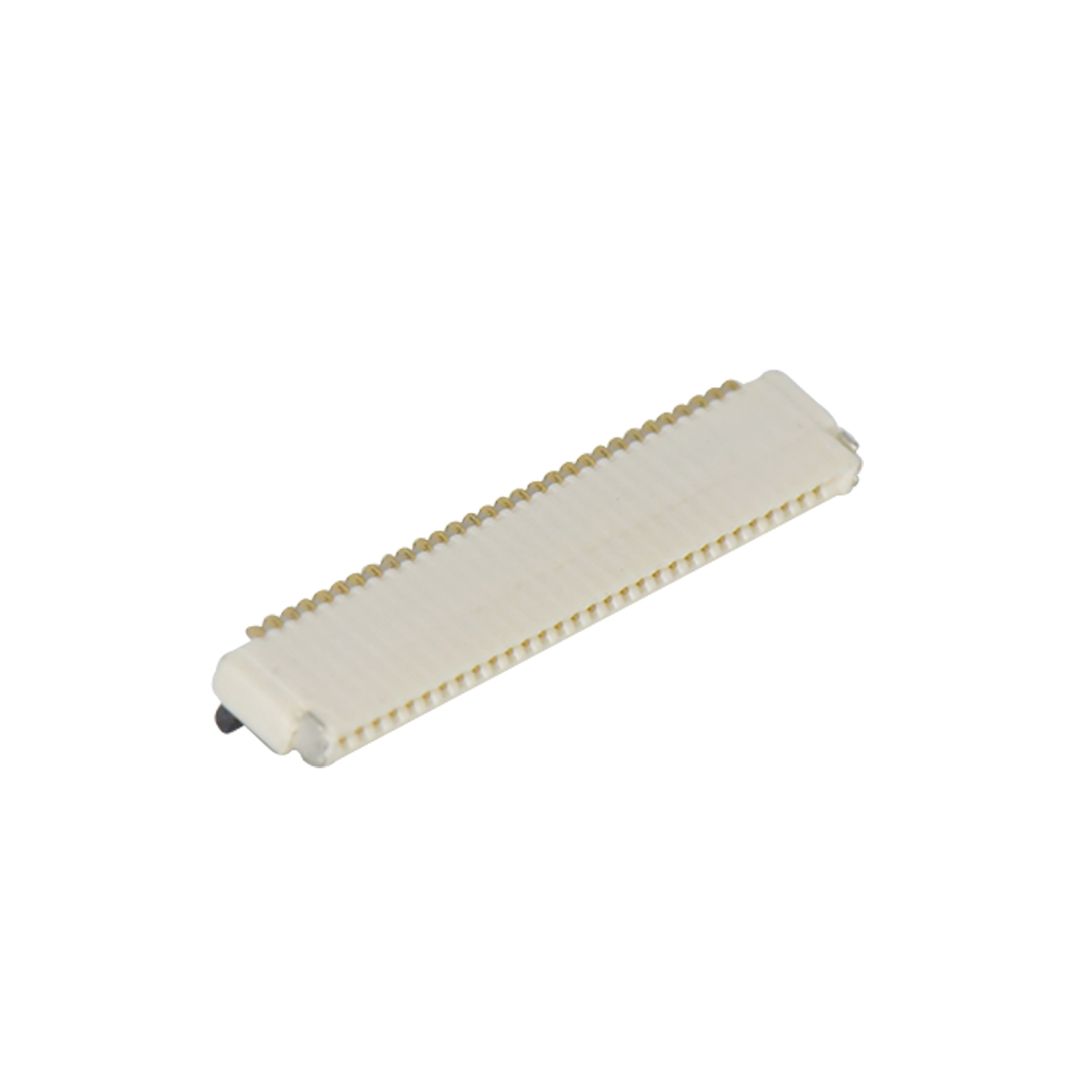 Pitch 0.50mm 90°H1.00mm 卧贴双面接后掀盖 SMT型 FPC 30pin 本色 镀半金接触点及焊接脚点1u，镍底35-60u.